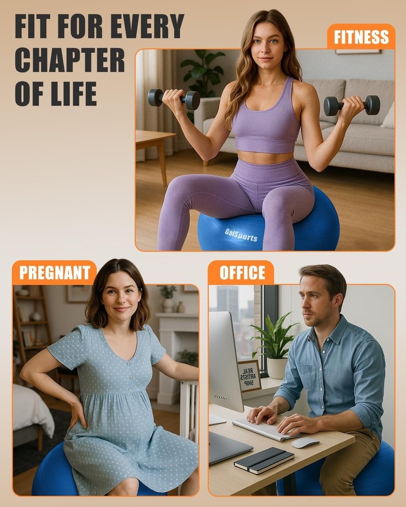 High-Quality Anti-Burst Stability Ball - Perfect for Core Workouts & Posture