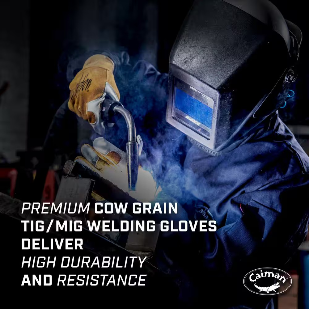 Large Gold Ergonomic Cow Grain Multi-Task Welding Gloves