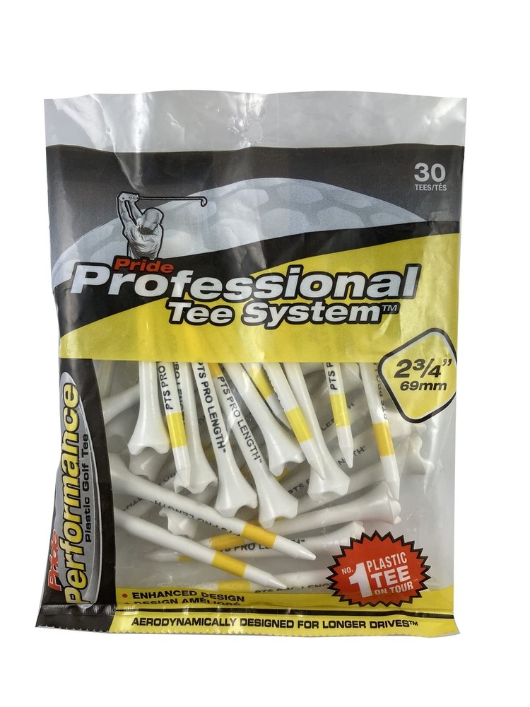 Pride Performance Professional Tee System Plastic Golf Tees (30 Count) , Yell...