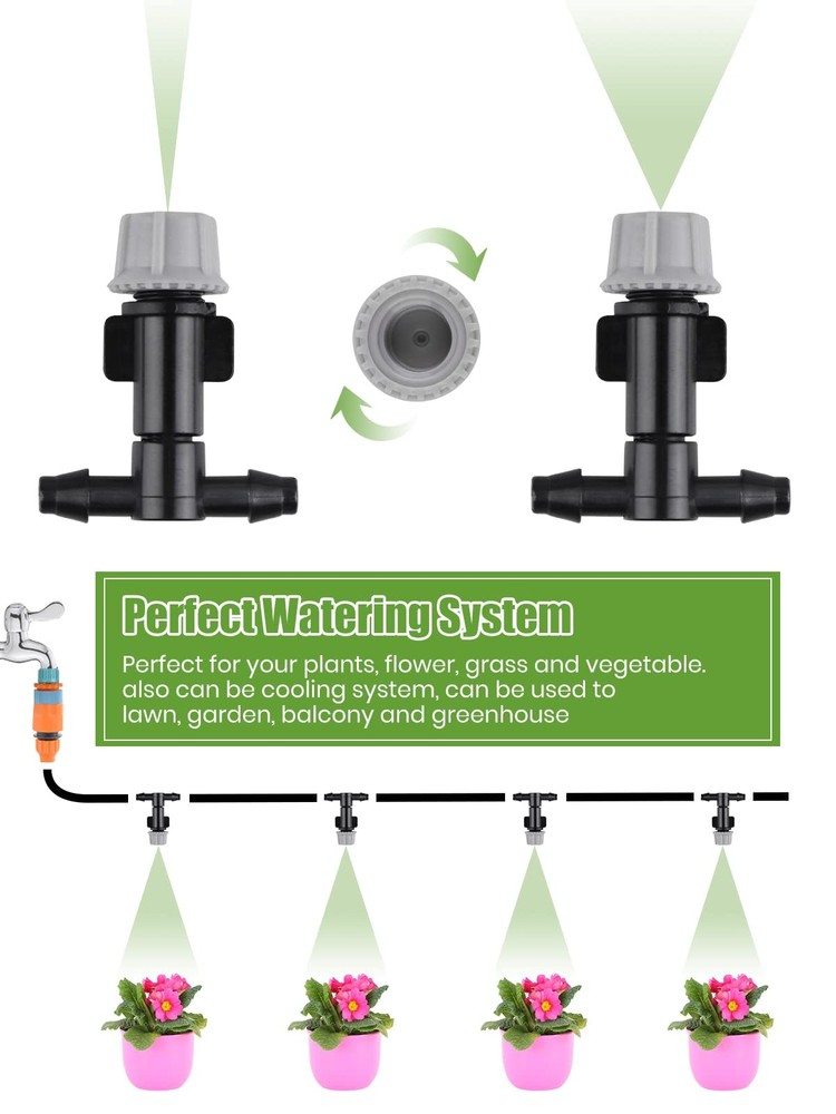 50 Pairs Misting Drippers Head Atomizing Sprinkler With Tee Joints Adjustable Eq