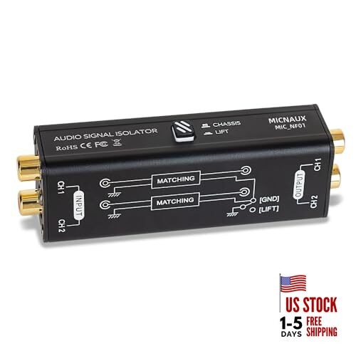 Audio Hum Eliminator Ground Loop Noise Isolator (No Affects Bass), Dual