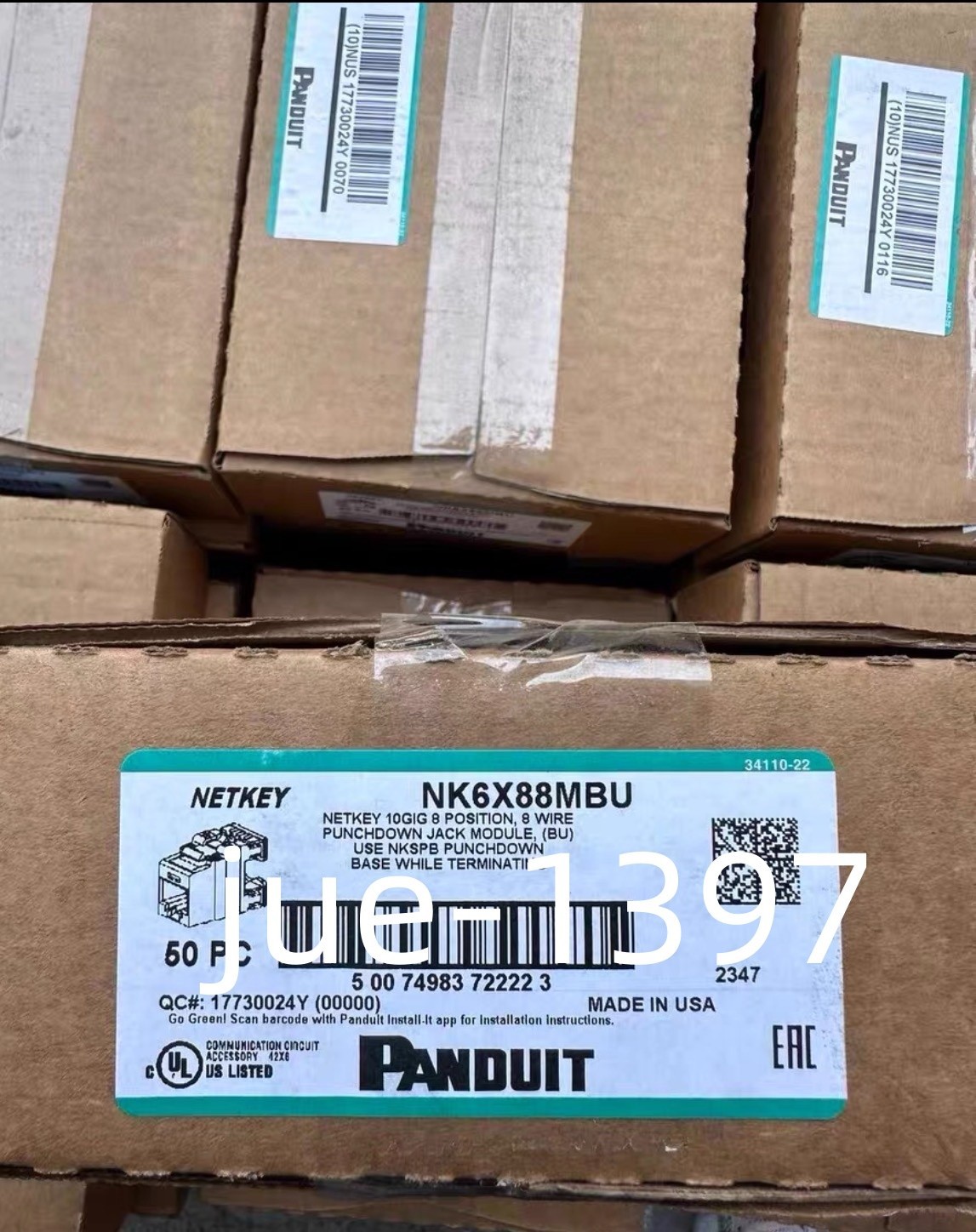 Panduit NetKey NK6X88MBU Cat6a Keystone Jack Blue Module (Qty 50) Free shipping