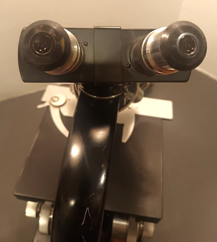 Steindorff Berlin Binocular Microscope w Wooden Case 4 Objectives Original