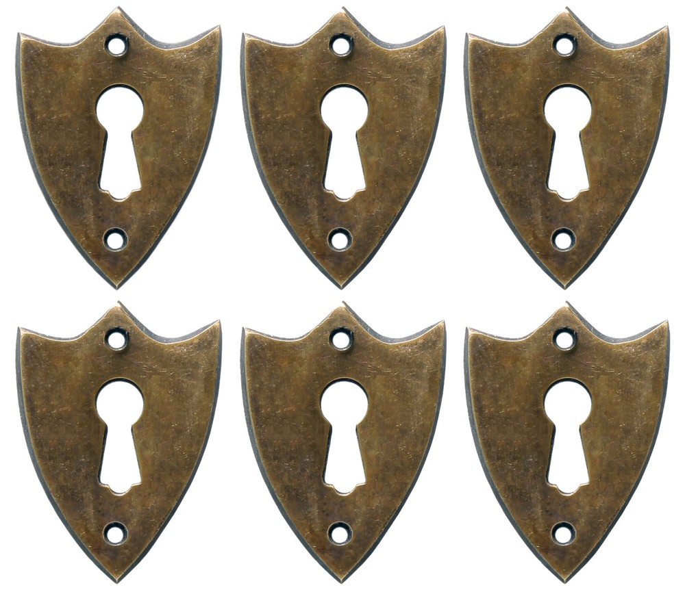 NDC Shield Keyhole Escutcheons Brass Decorative 6PCS Cabinet Hardware
