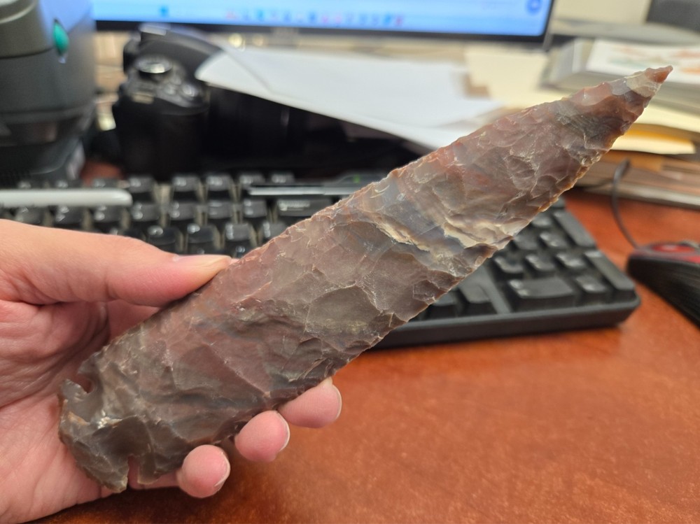 AGATE STONE SPEARHEAD ARROWHEAD POINT MEDIEVAL 8" - 8 1/2"