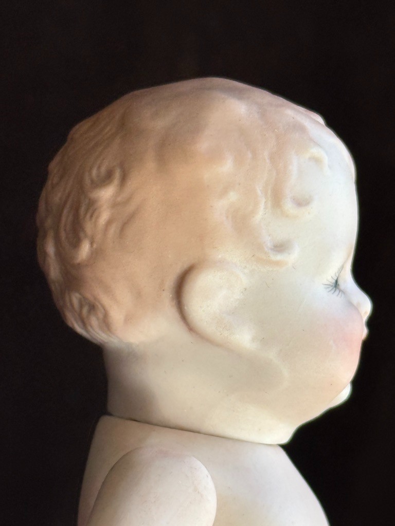 Antique German 4.5" All Bisque Georgene Averill Bonnie Babe Sleepy Eye Baby Doll