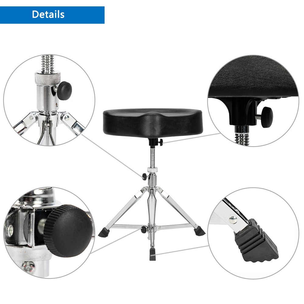 Glarry Drum Throne Saddle Height Adjustable Thick Padded Seat Drum Stool Chair