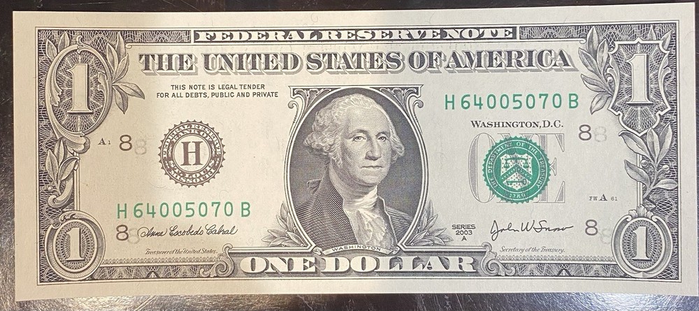 6 $1.00 Error Group G Series 2003 A