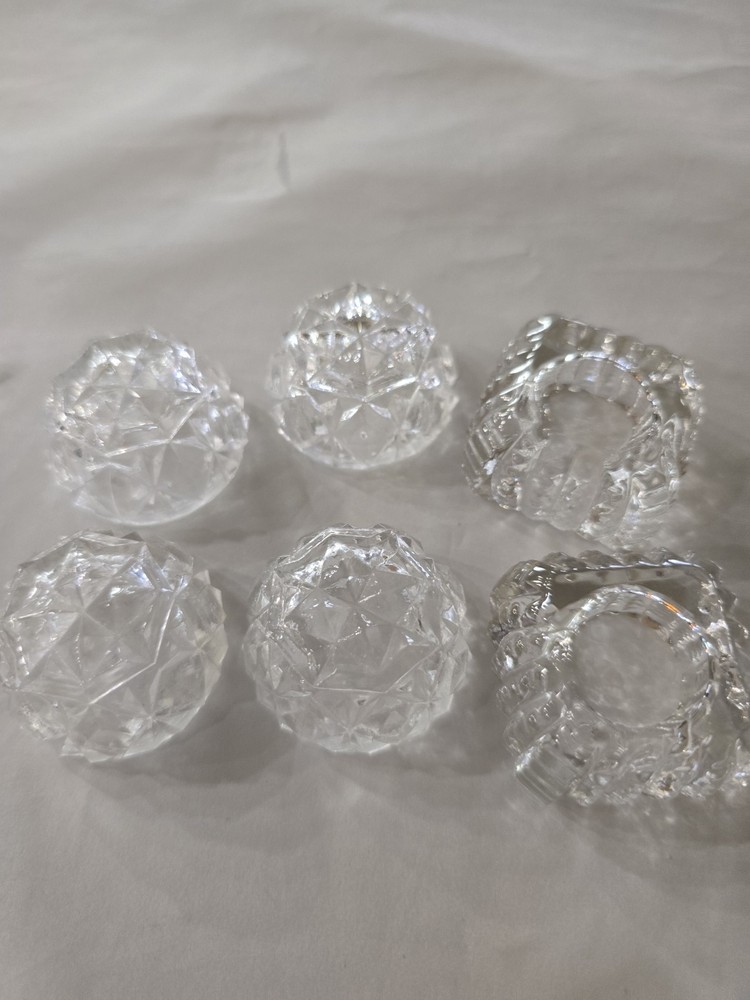 Clear Glass Diamond Pattern Open Salt Cellars Round Square Set with Spoons Box