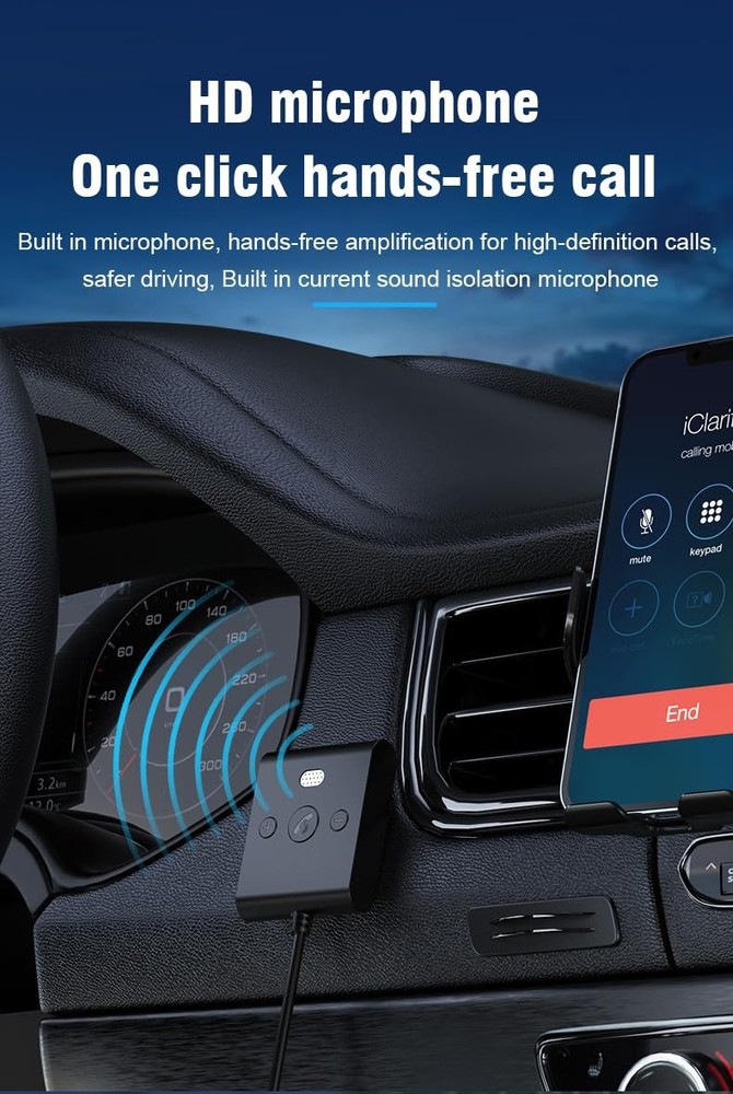 HAOQUOOU Bluetooth 5.4 AUX Car Adapter， [Enhanced Connection & Noise Cancella...