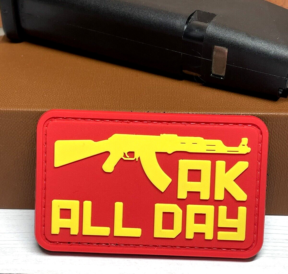 AK47 PVC Gun Patch - Tactical Assault Rifle AK All Day Patch - Hook and Loop