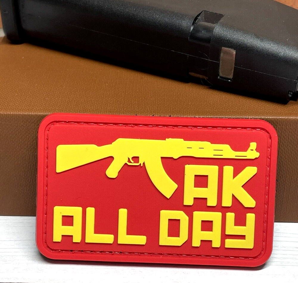 AK47 PVC Gun Patch - Tactical Assault Rifle AK All Day Patch - Hook and Loop