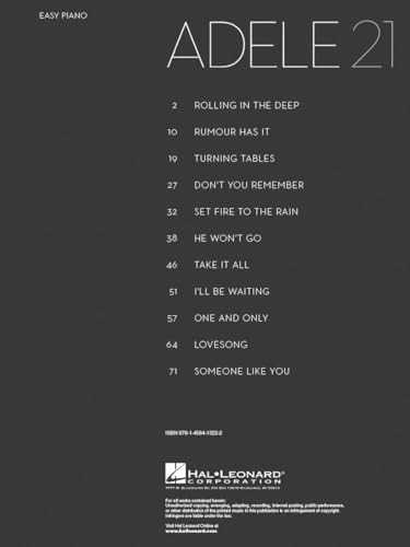 Adele - 21 "Easy Piano"