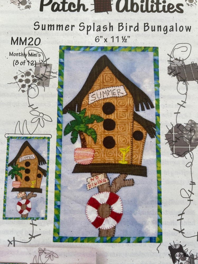 💦 Patch Abilities Monthly Mini’s Pattern Summer Splash Bird Bungalow 6”x11.5”