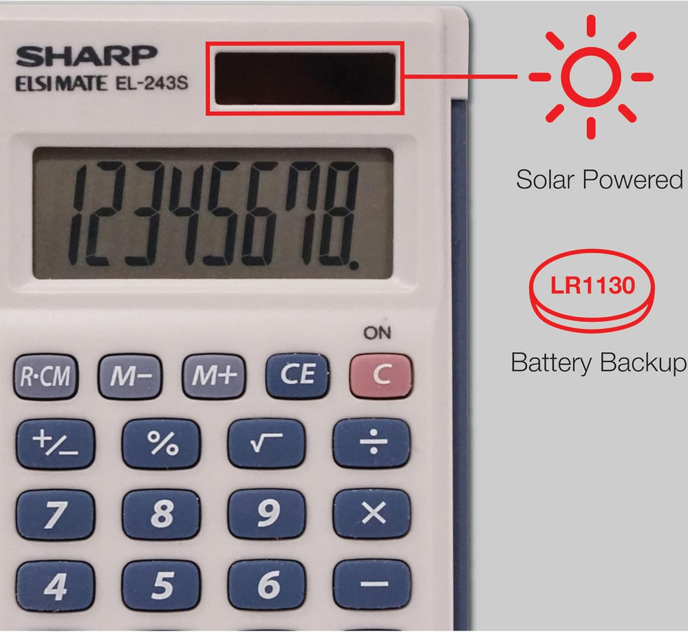Sharp Calculators EL-243SB 8-Digit Pocket Calculator