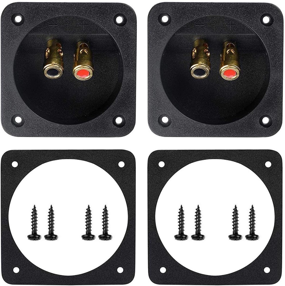 2 Pcs 3.1” Double Binding round Gold Plate Push Spring Loaded Jacks Speaker Box