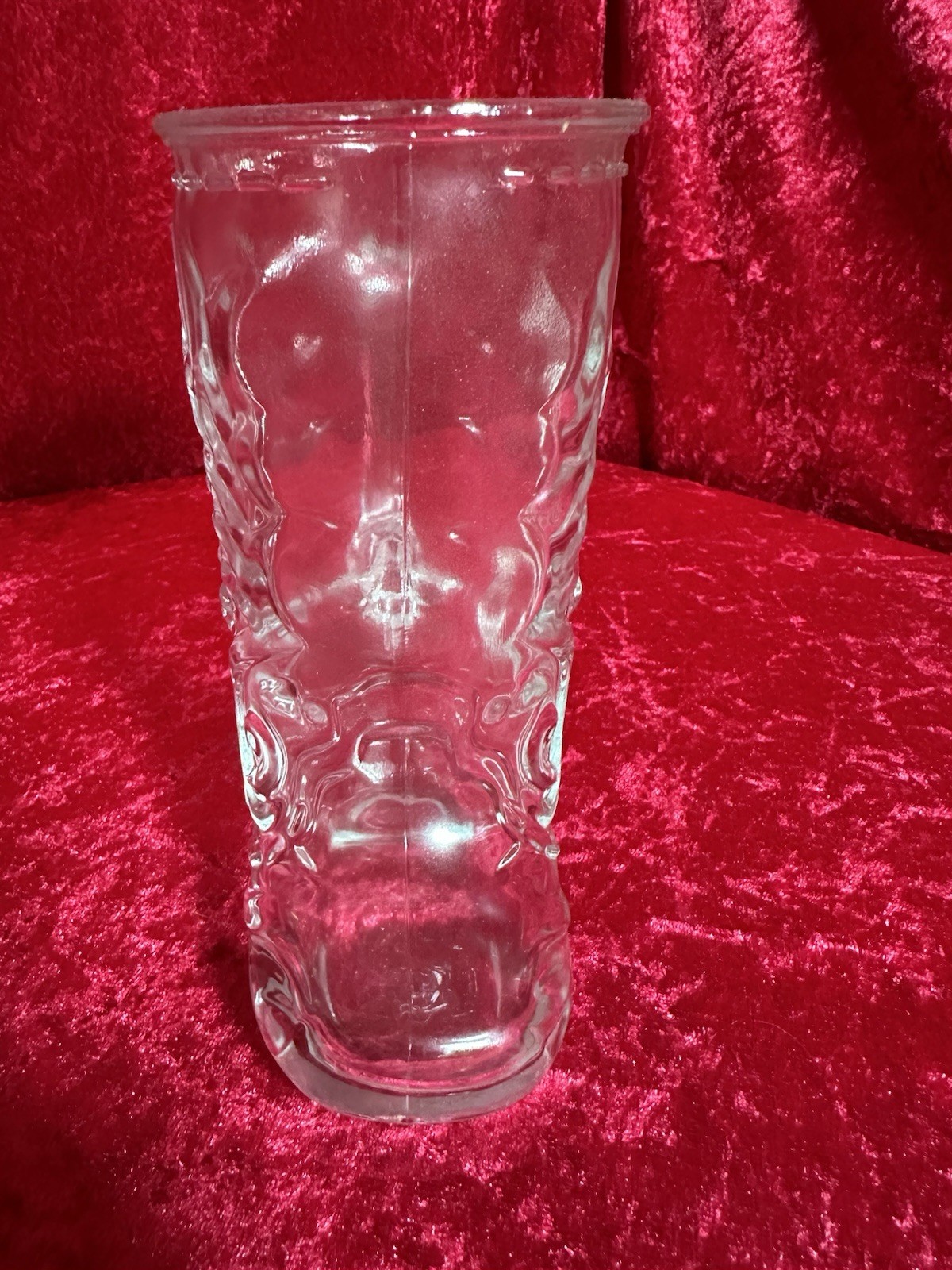 Vintage Libbey of Canada Clear Glass Embossed Western Cowboy Boot Mug Beer 6.5”