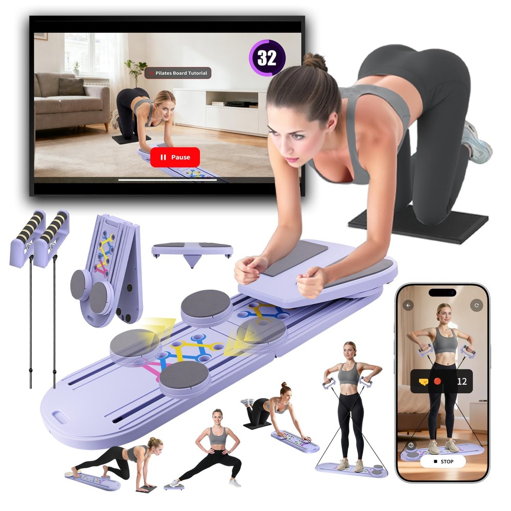 Plymax Pilates Board, Mini Pilates Reformer, Portable Foldable Multifunctiona...