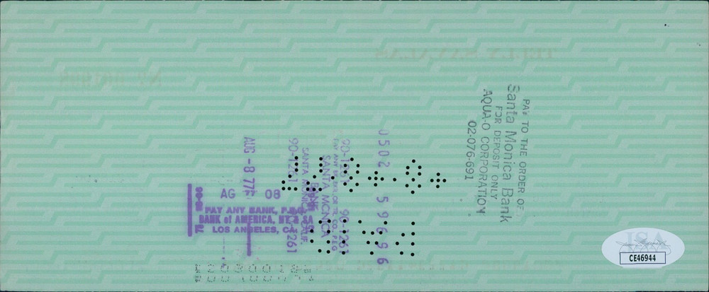 Telly Savalas Actor Signed Cancelled Check JSA Authenticated