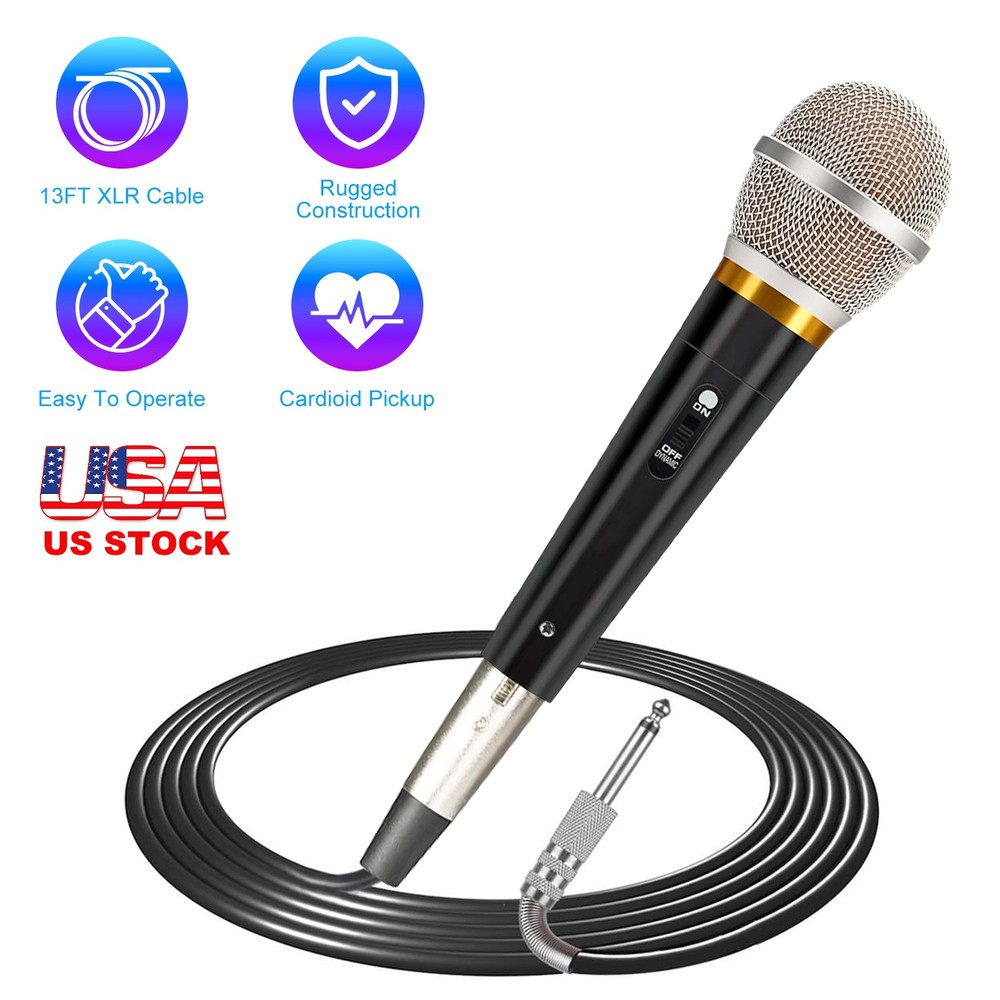 Handheld Dynamic Microphone With On/Off Switch 13ft Detachable XLR Cable