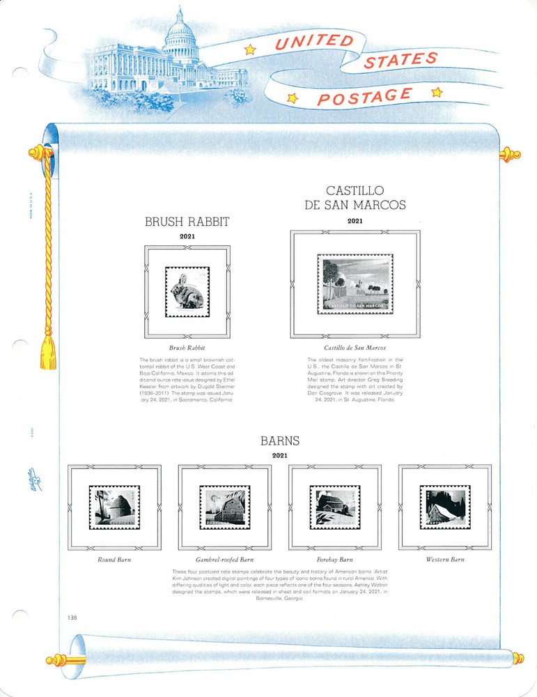 WHITE ACE 2021 US Regular Issue Singles Simplified Stamp Album Supplement USR-50