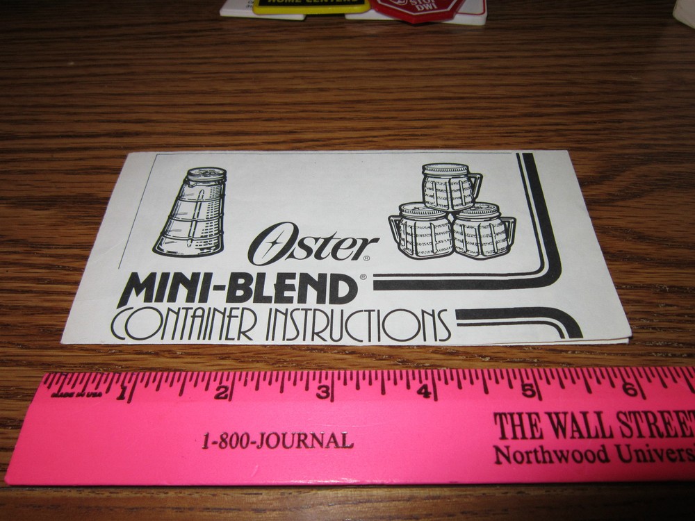 Oster Mini-Blend Blender Container Instructions Sheet ONLY 1980