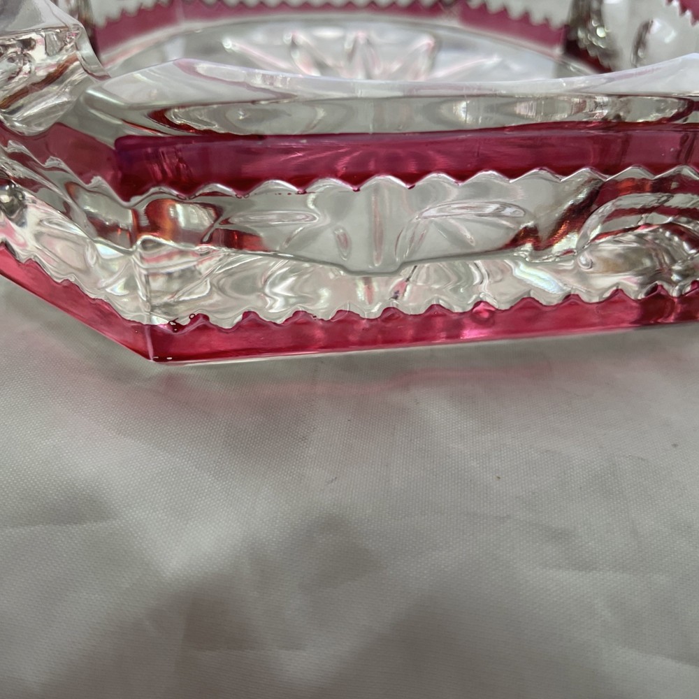 Tiffin Glass Kings Crown Ruby Flashed Glass Ashtray