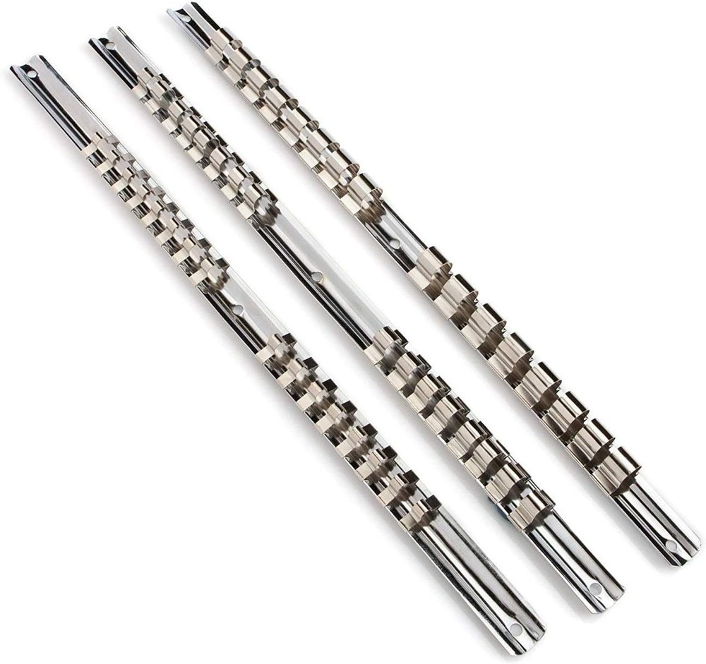 Socket Organizer Set, 3-Piece Metal Socket Holders/Socket Sliding Rail, 1/4-I...