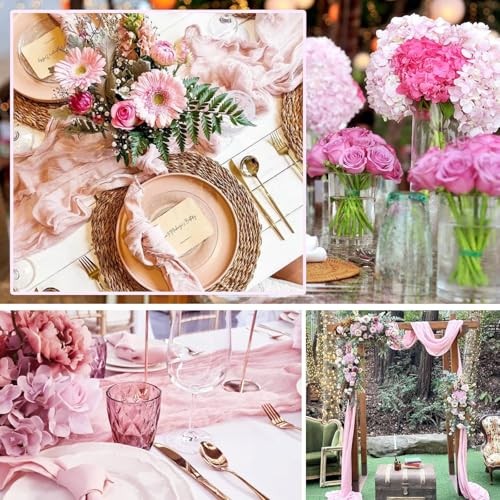 Cheesecloth Table Runner 13.3FT Rustic Sheer Gauze Table 13.3ft x 1pc Pink