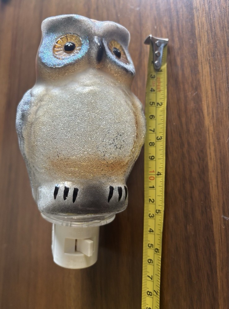 Vintage Glittery Owl Plug In Night Light