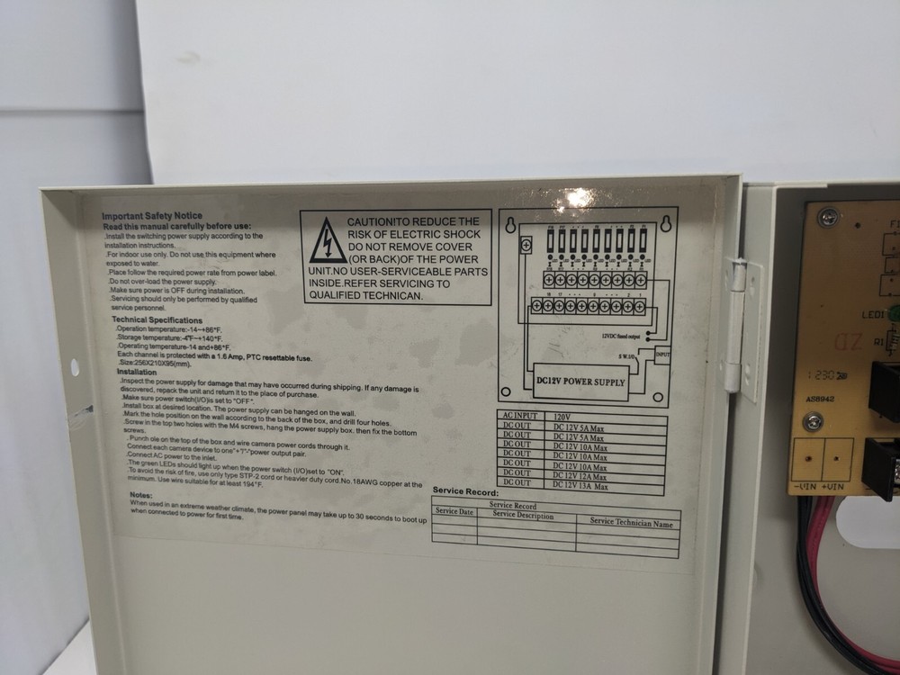 CCTV POWER SUPPLY MODEL TR C12VDC09P10A (P1)