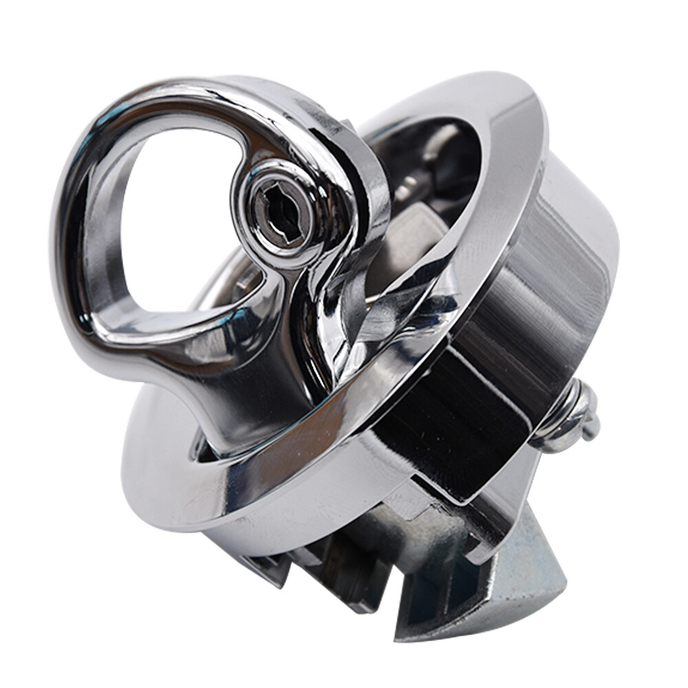 Chrome 2" Flush Pull Slam Latch with Lock Key for Boat Deck Hatch 1/4" Door