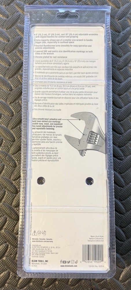 Klein Tools D5073 Extra-Capacity Adjustable Wrenches, 3 Pieces