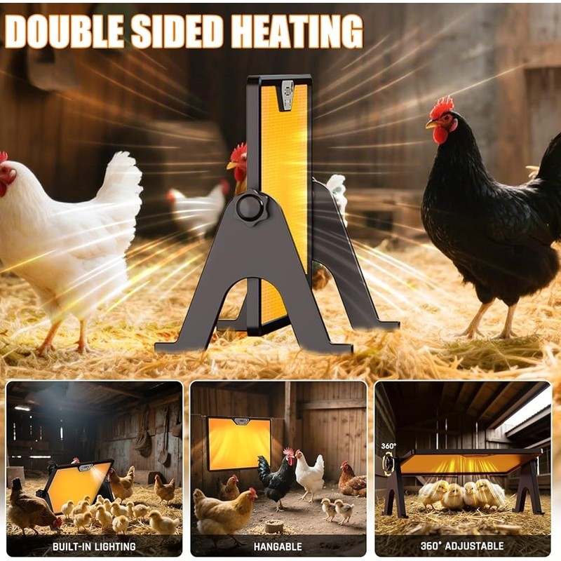 Chick Heating Plate Adjustable Temp Double-Sided 360° Safe Energy Efficient New
