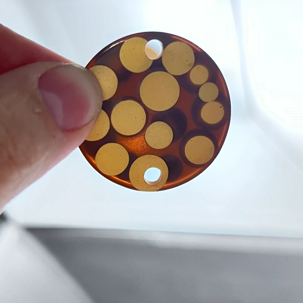 One Vintage Random Dot Bakelite Discs, Injected Bakelite Dot Disc