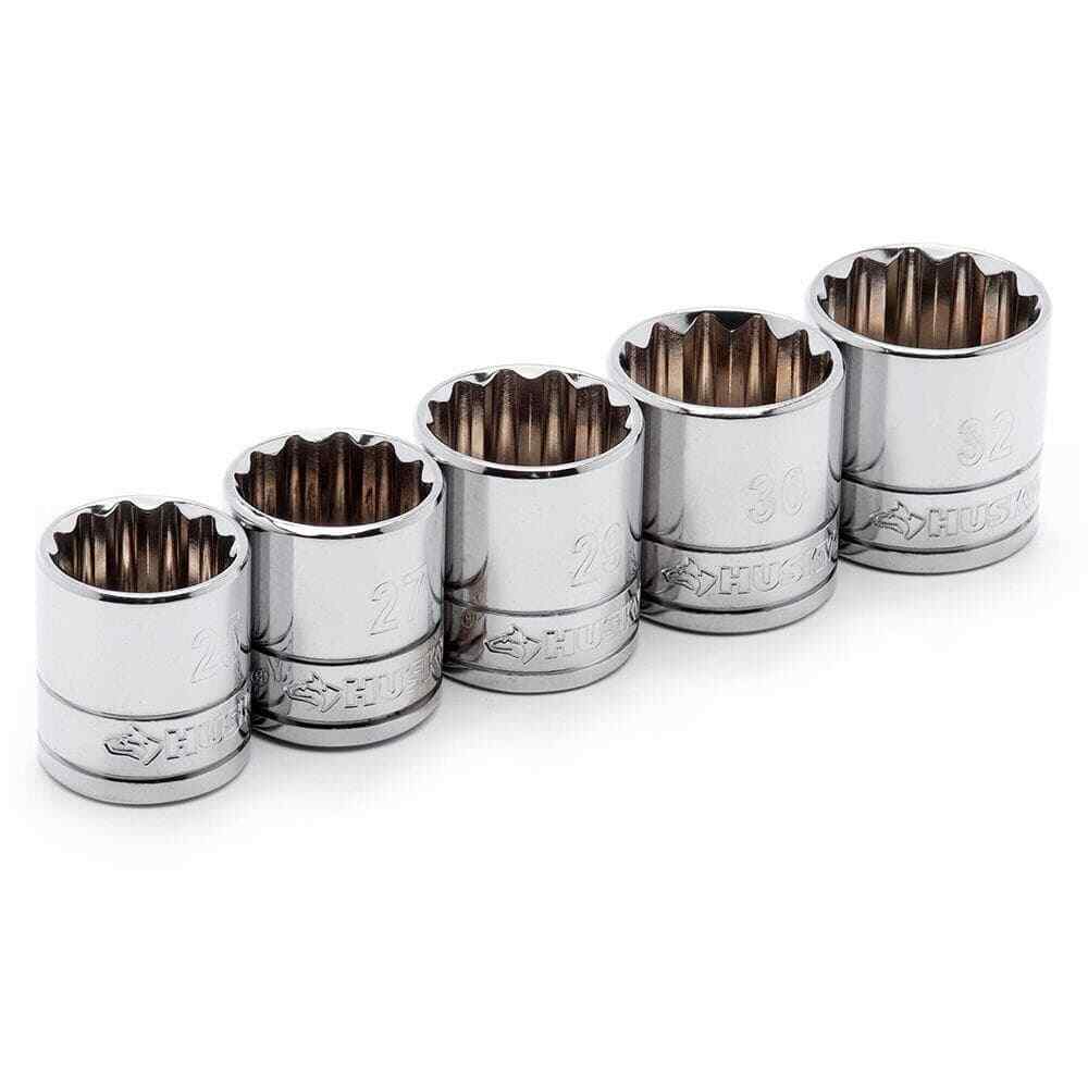 Husky 1/2 in. Drive Metric Large Socket Set (5-Piece)