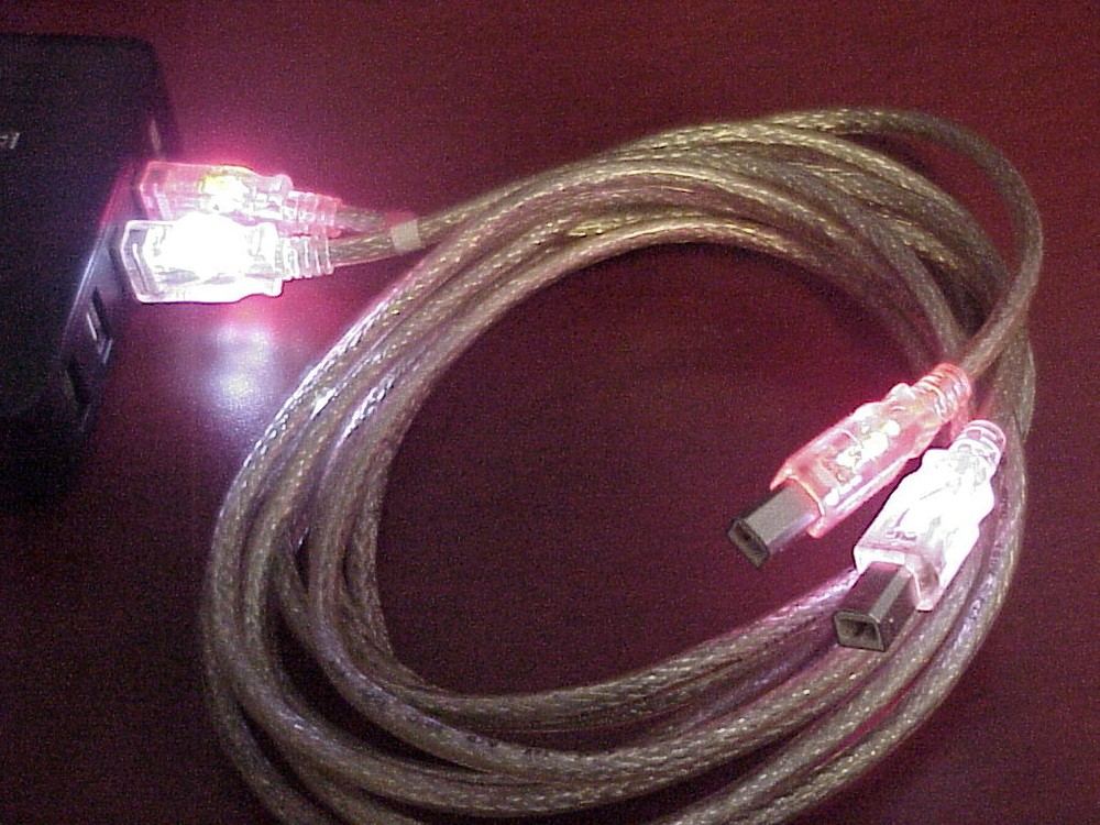 USB 2.0 A-B LED Light Printer Cable,( Red White ) 6 Ft, 2 Pieces Kit