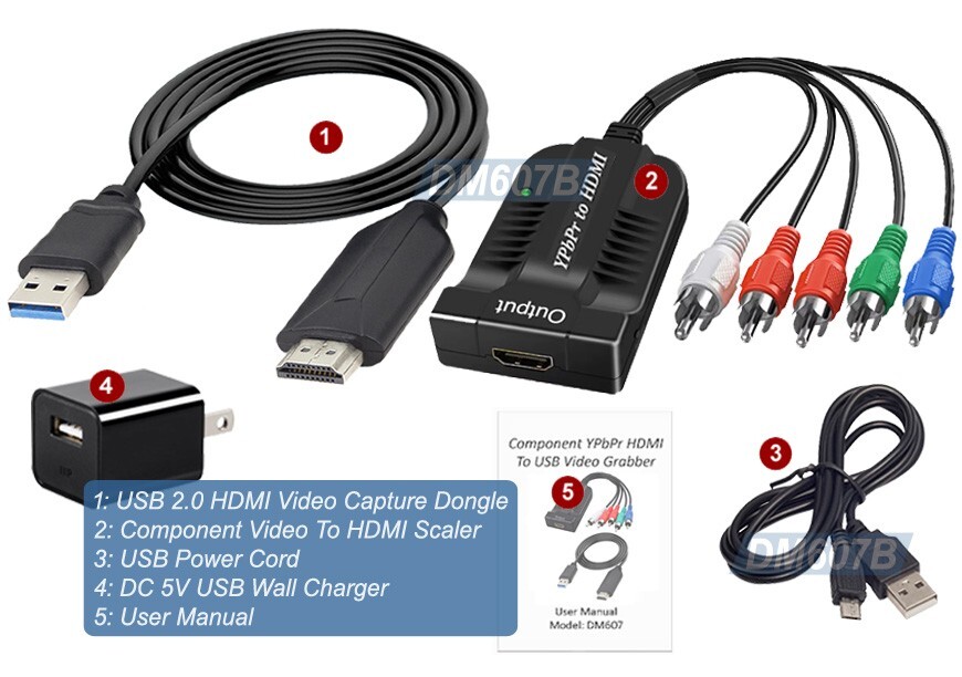PC-Based HD 1080P Component YPbPr To USB Video Capture For PC Windows Mac Linux