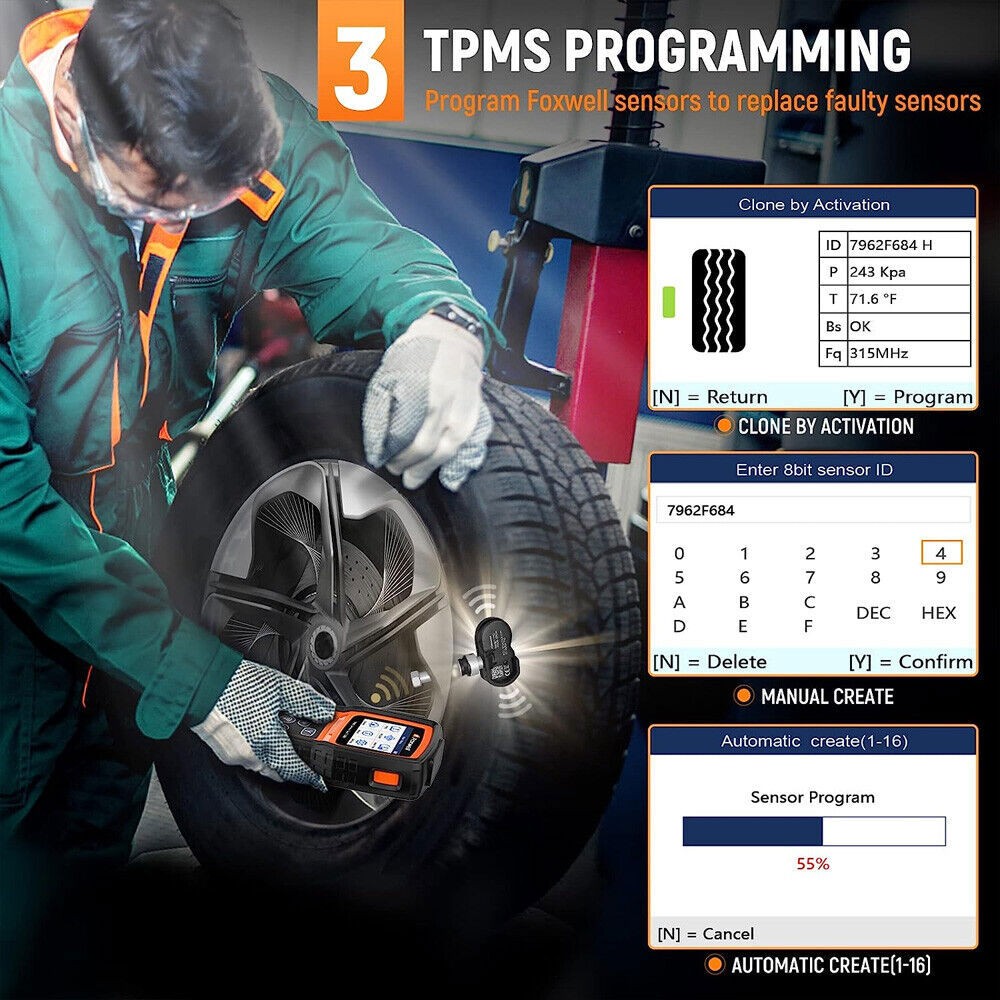 Car TPMS Programming Tool Tire Pressure Monitoring Sensor with Universal Sensor