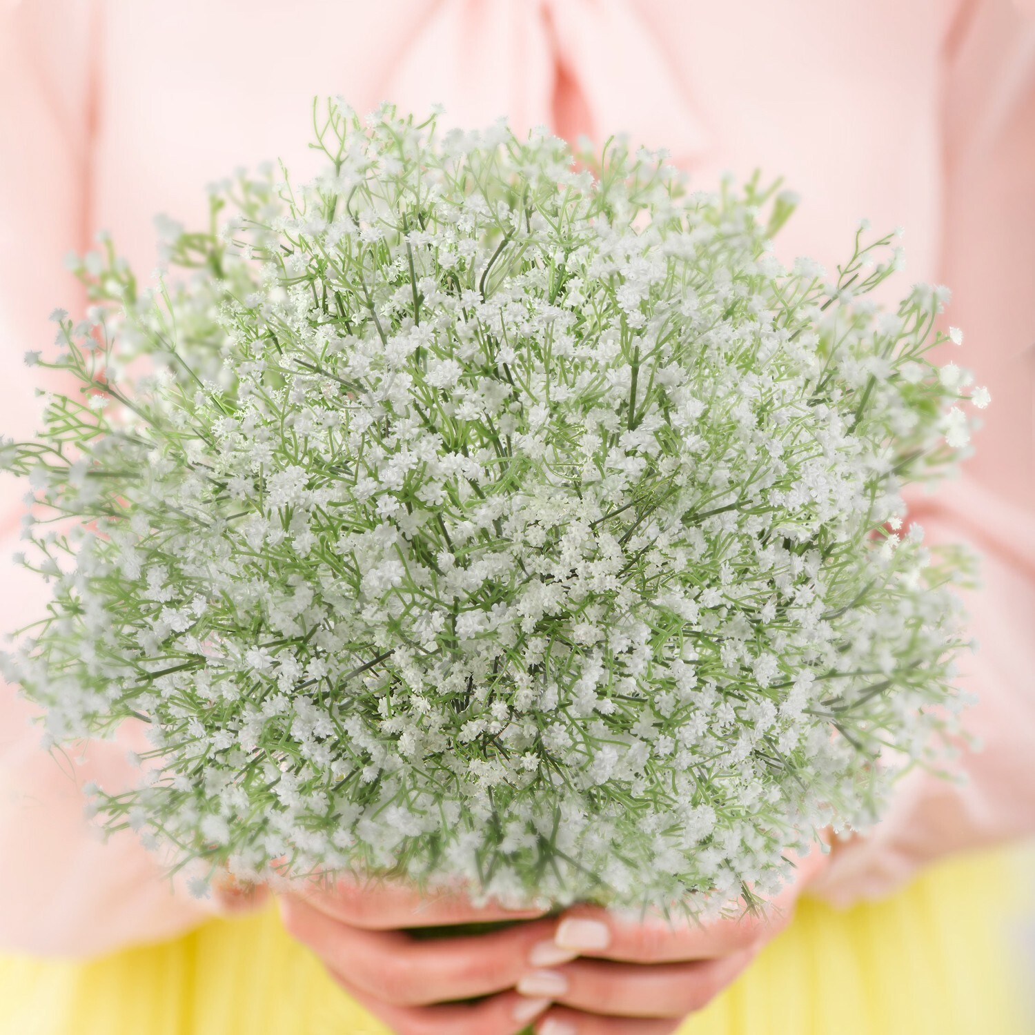 EZFLOWERY 12 Pcs Artificial Baby Breath Flowers, Gypsophila Real Touch, White