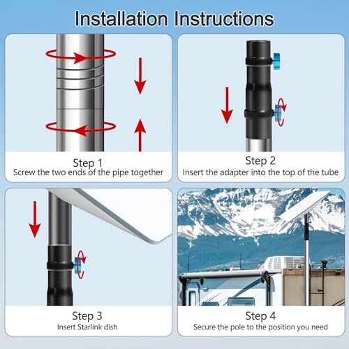Starlink Pole Mount, Starlink RV Mount Kit Features a Durable 1.5'' 4-section