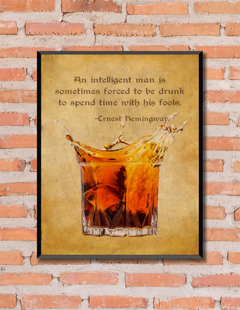 OLD WHISKY GLASS ERNEST HEMINGWAY E GLASSES COLLECTION Wall Decor POSTER CANVAS