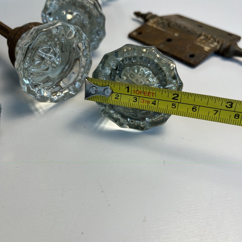 Antique Glass Door Knobs Lot With Victorian Hinge