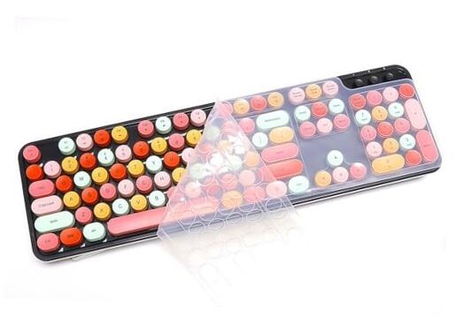 Silicone Keyboard Cover Skin Compatible for for Full-Size, Round Keycaps Clear