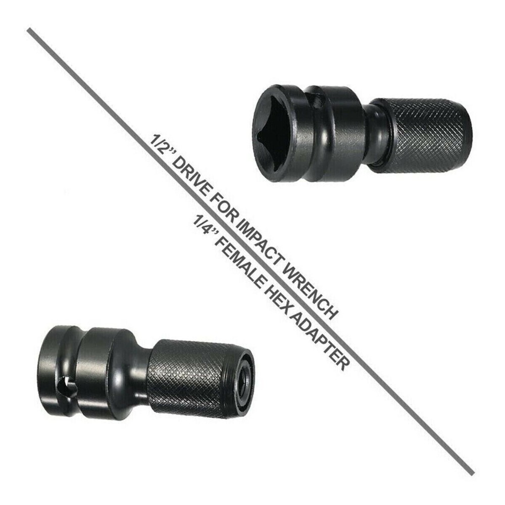 2Pcs/Set 1/2" Square Drive to 1/4" Hex Socket Adapter Converter Chuck Adapter C