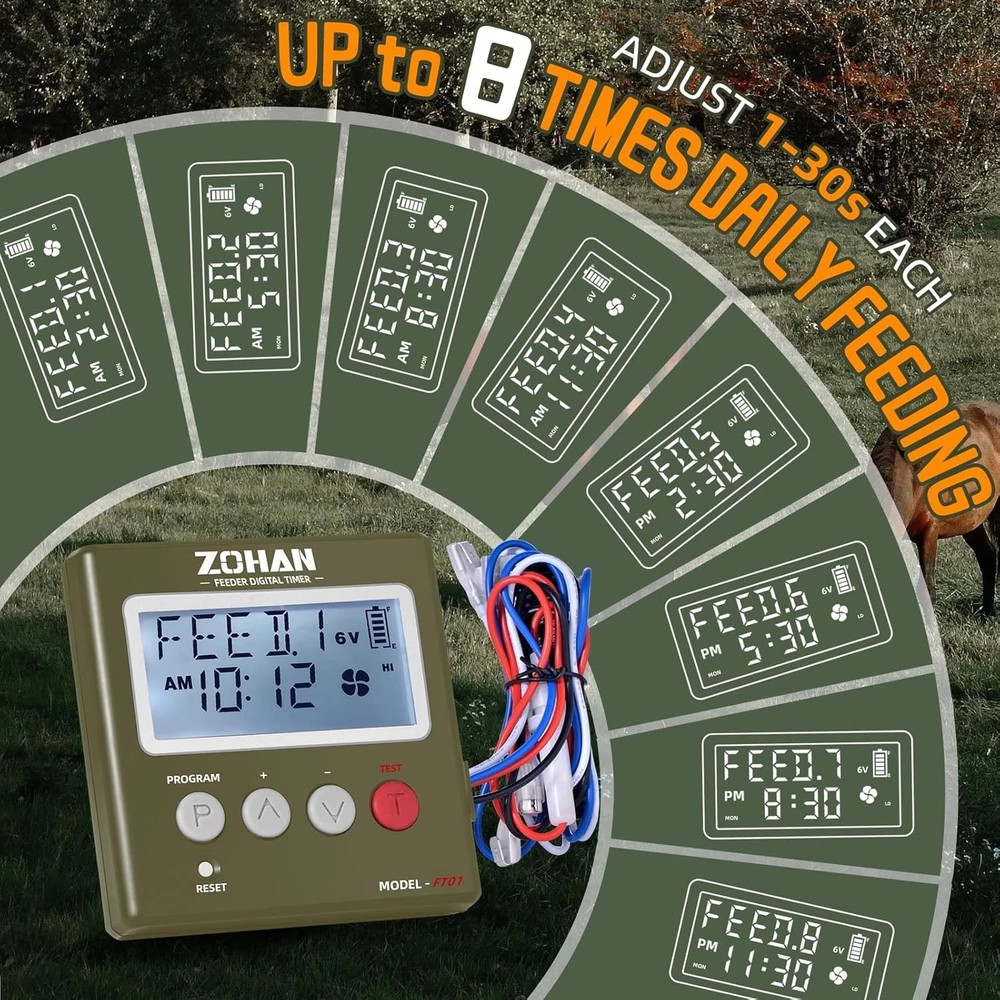 FT01 Deer Feeder Timer - Universal 6V/12V 24H Automatic Deer Feeder Kit, Quick P