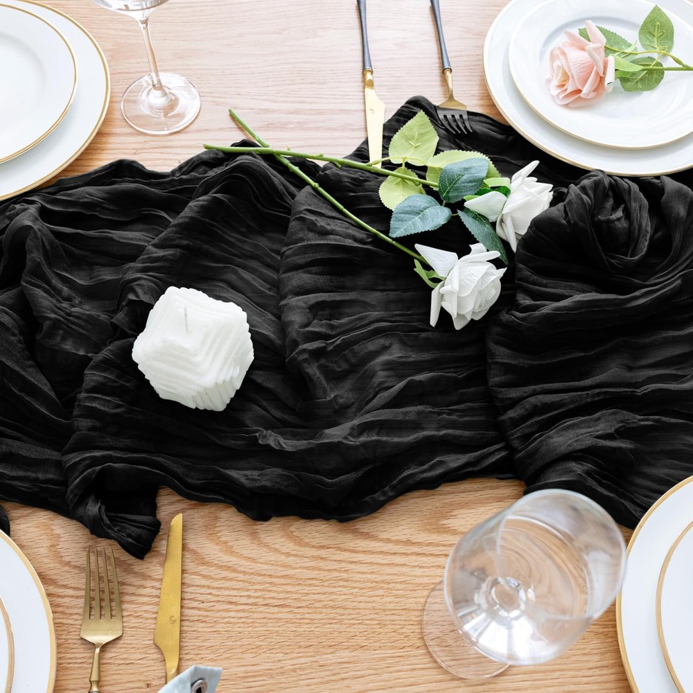 Wokceer Cheesecloth Table Runner Christmas 12Pack 10FT Black 12 Pack,