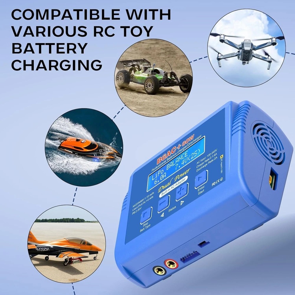 6A Digital RC Battery Charger with Fire-Proof Design & Multi-Mode Functionality