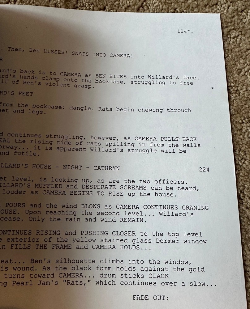 WILLARD Movie Screenplay Script CRISPIN GLOVER GLEN MORGAN