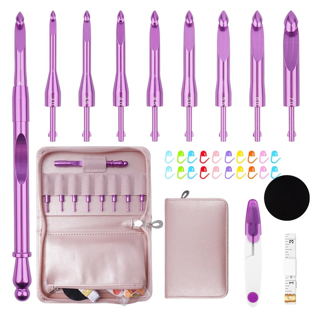 BsHooker Interchangeable Crochet Hooks Set with Case Inline Crochet Hooks Siz...